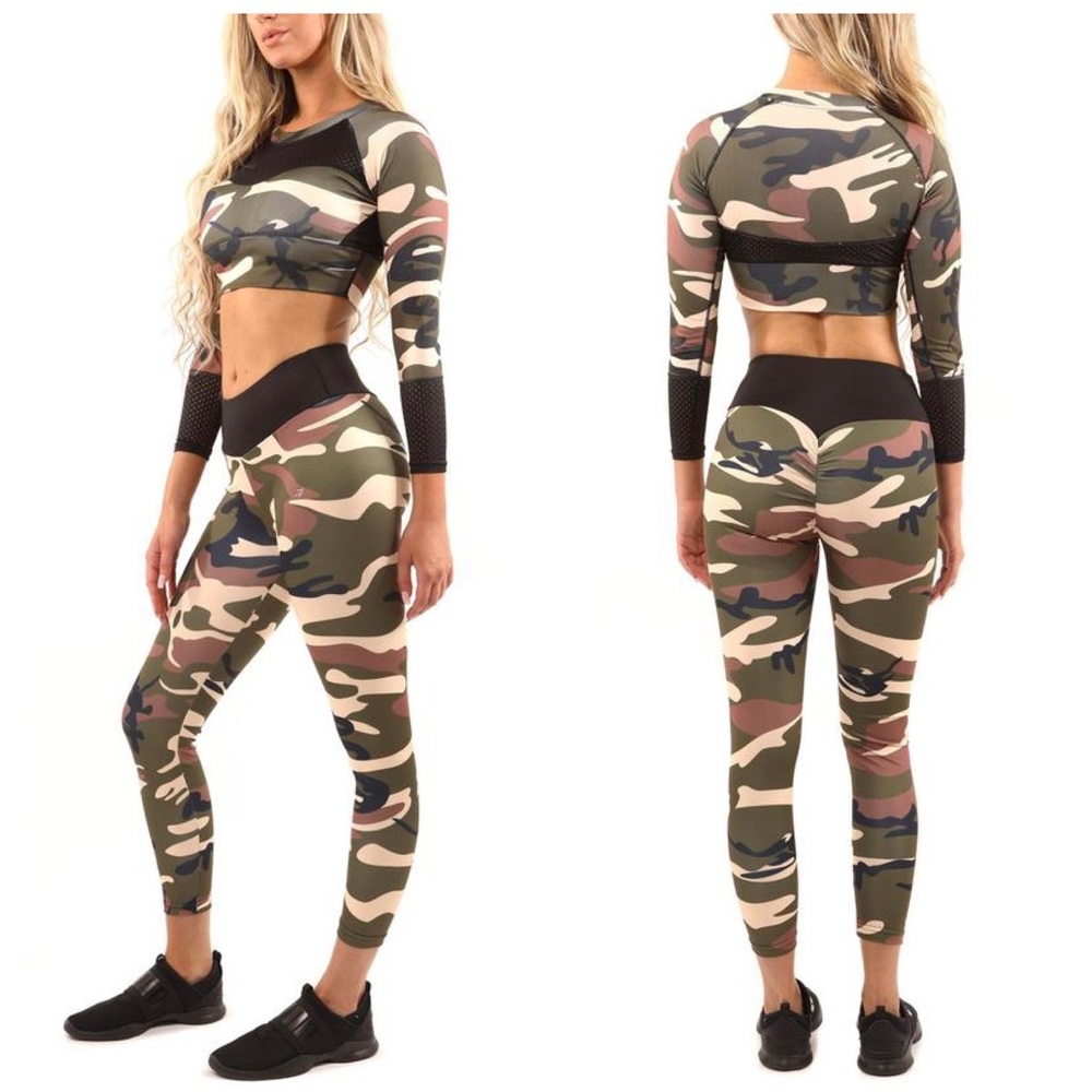 Virginia Camo Sports Bra Top & Leggings Set Sz S